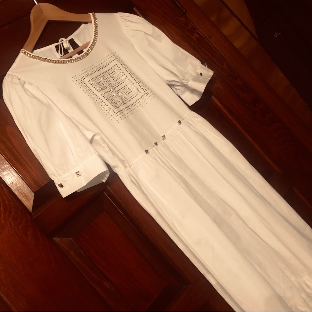New NWT Made in Italy white cotton maxi dress size M/L